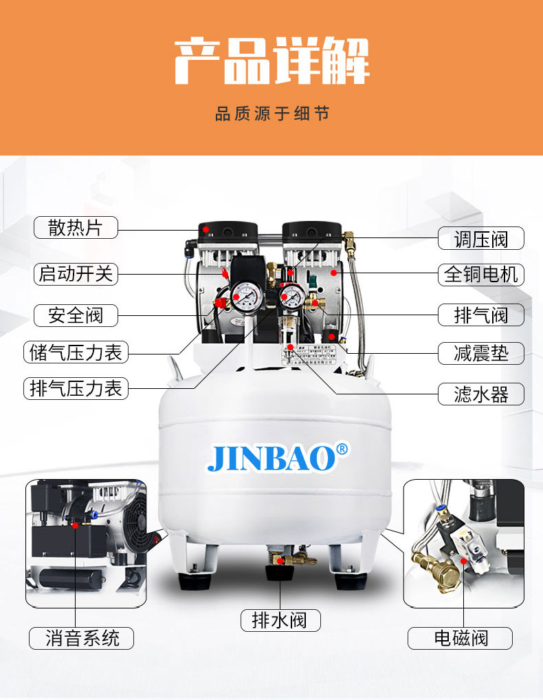 醫用靜音無油空壓機詳情6